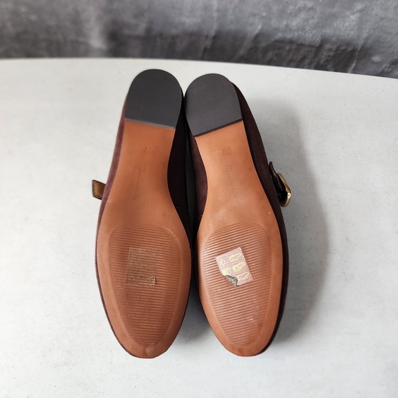 Madewell Mary Jane Flats Womens Size 7 Remy Brown Suede Leather Buckle Shoes - Picture 6 of 11